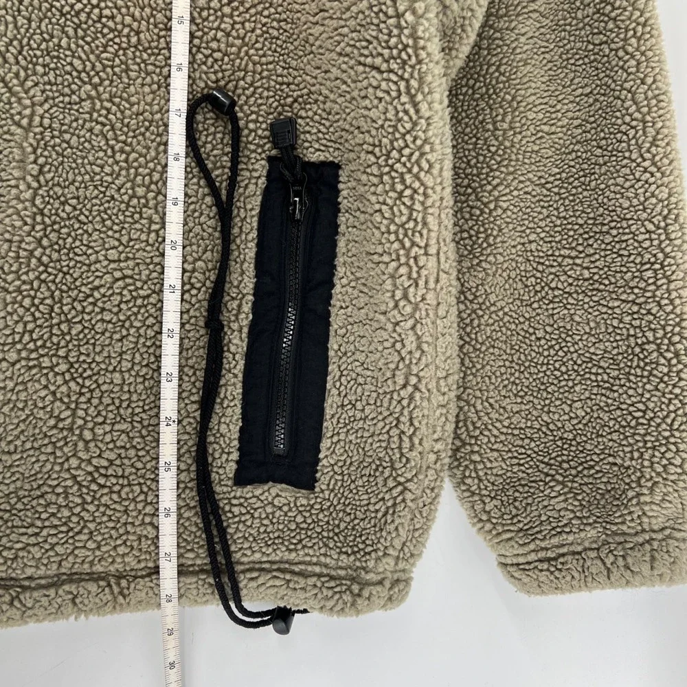 GAP Reversible Sherpa Fleece Jacket Men's L Tan Black Nylon Full Zip Outdoor Y2K